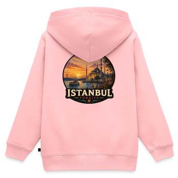 Istanbul Bosporus Sonnenuntergang Urlaub - Kinder Premium Organic Zip Hoodie - Rosa - Hinten - AI Model Kid Female (0cm)