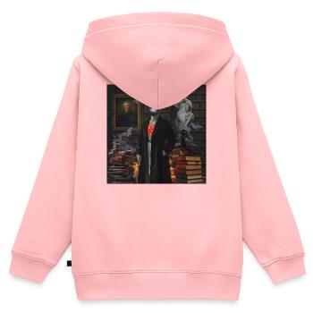 Übernatürliches Herz in der Bibliothek - Kinder Premium Organic Zip Hoodie - Rosa - Hinten - AI Model Kid Female (0cm)