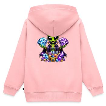 Alienischer Schatzmagier - Kinder Premium Organic Zip Hoodie - Rosa - Hinten - AI Model Kid Female (0cm)