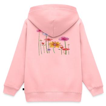 Bunte Wildblumen  - Kinder Premium Organic Zip Hoodie - Rosa - Hinten - AI Model Kid Female (0cm)
