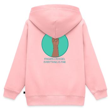 Daumen drücken, alles ist in Ordnung, witzig, positiv, - Kinder Premium Organic Zip Hoodie - Rosa - Hinten - AI Model Kid Female (0cm)