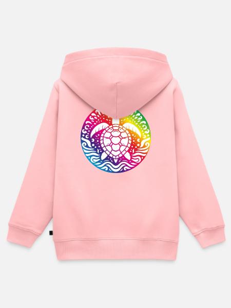 Regenbogenschildkröten-Mandala Ozeankreis - Kinder Premium Organic Zip Hoodie - Rosa