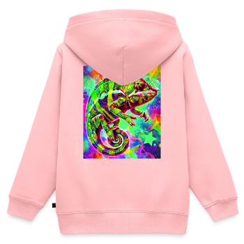 Chamäleon - Kinder Premium Organic Zip Hoodie - Rosa - Hinten - AI Model Kid Female (0cm)