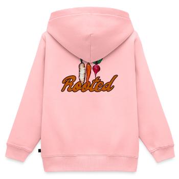 Verwurzelte Karottenkunst - Kinder Premium Organic Zip Hoodie - Rosa - Hinten - AI Model Kid Female (0cm)