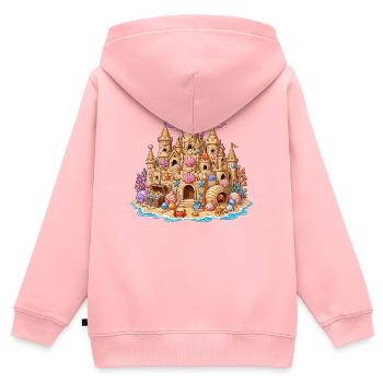 Küsten-Sandcastle Muscheln - Kinder Premium Organic Zip Hoodie - Rosa - Hinten - AI Model Kid Female (0cm)