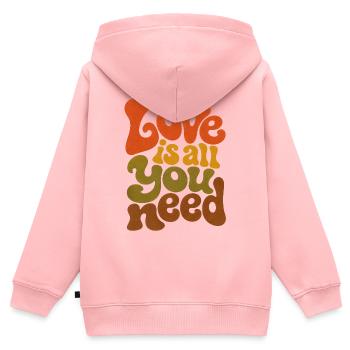 Liebe ist alles, was du brauchst Retro - Kinder Premium Organic Zip Hoodie - Rosa - Hinten - AI Model Kid Female (0cm)
