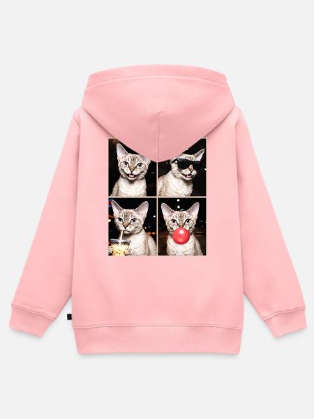 Katzen Devon Rex Katze - Kinder Premium Organic Zip Hoodie - Rosa