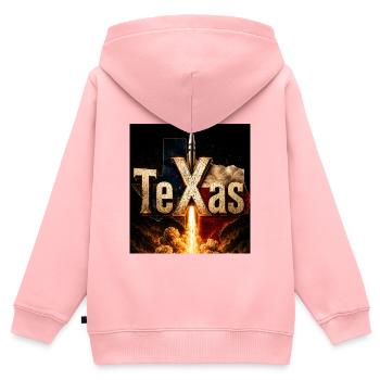 Raketenstart in Texas - Kinder Premium Organic Zip Hoodie - Rosa - Hinten - AI Model Kid Female (0cm)