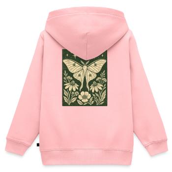 Mystischer Schmetterling Mond Blumen Vintage Natur - Kinder Premium Organic Zip Hoodie - Rosa - Hinten - AI Model Kid Female (0cm)