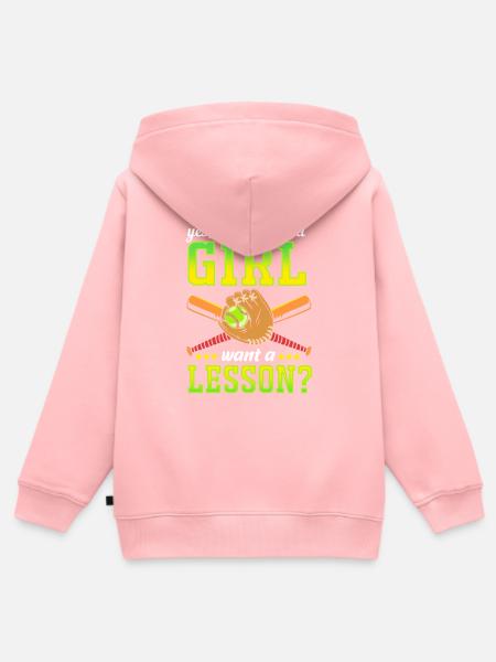 Softball Mama - Kinder Premium Organic Zip Hoodie - Rosa