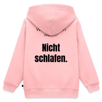 Was hält dich wach? Nicht schlafen – Spruch - Kinder Premium Organic Zip Hoodie - Rosa - Hinten - AI Model Kid Female (0cm)