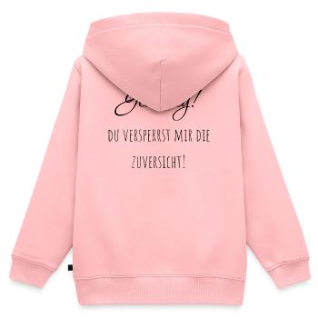 Geh weg! Du versperrst mir die Zuversicht. - Kinder Premium Organic Zip Hoodie - Rosa - Hinten - AI Model Kid Female (0cm)