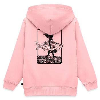 Fischfrau - Kinder Premium Organic Zip Hoodie - Rosa - Hinten - AI Model Kid Female (0cm)