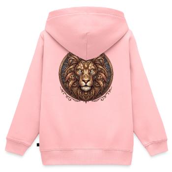 Steampunk-Löwe im Zahnradkreis - Kinder Premium Organic Zip Hoodie - Rosa - Hinten - AI Model Kid Female (0cm)