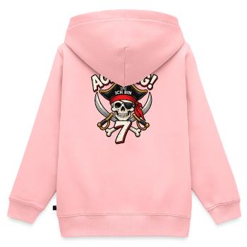 7. Geburtstag Pirat – Achtung Ich Bin 7 – Piraten - Kinder Premium Organic Zip Hoodie - Rosa - Hinten - AI Model Kid Female (0cm)