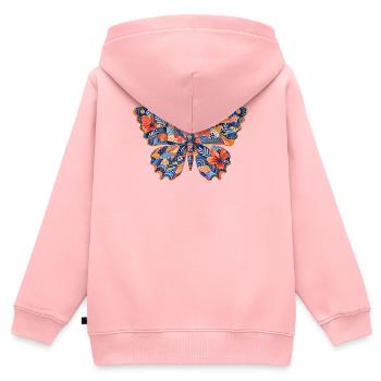 Patchwork Schmetterling Muster - Kinder Premium Organic Zip Hoodie - Rosa - Hinten - AI Model Kid Female (0cm)