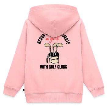 Golf Girl Power - Kinder Premium Organic Zip Hoodie - Rosa - Hinten - AI Model Kid Female (0cm)