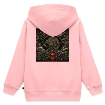 Mechanischer Wal mit rotem Edelstein - Kinder Premium Organic Zip Hoodie - Rosa - Hinten - AI Model Kid Female (0cm)