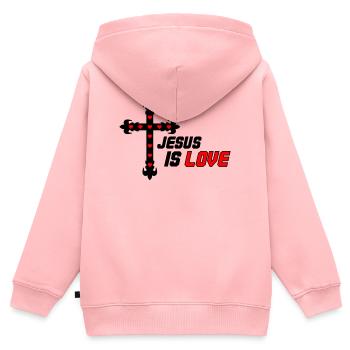 Jesus is Love - Kinder Premium Organic Zip Hoodie - Rosa - Hinten - AI Model Kid Female (0cm)