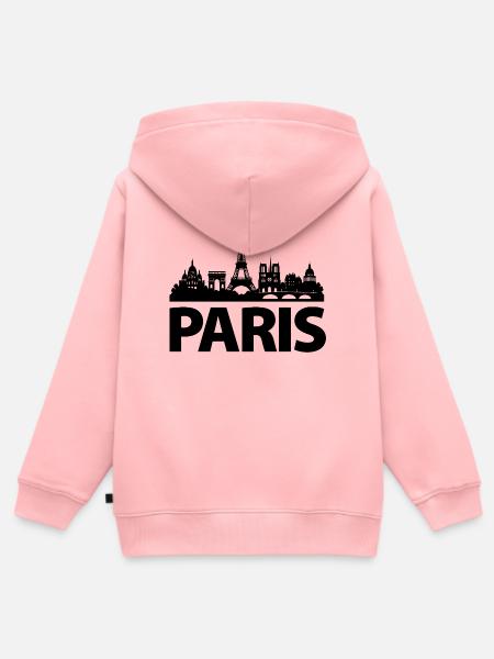 PARIS Skyline - Kinder Premium Organic Zip Hoodie - Rosa
