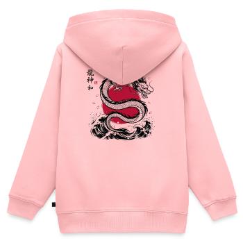 JAPANESE DRAGON - Kinder Premium Organic Zip Hoodie - Rosa - Hinten - AI Model Kid Female (0cm)
