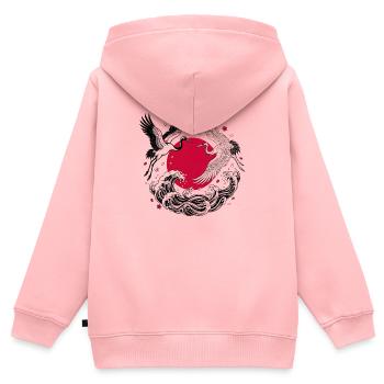 JAPANESE CRANES - Kinder Premium Organic Zip Hoodie - Rosa - Hinten - AI Model Kid Female (0cm)
