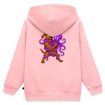Hunderingen Lila Oktopus-Showdown - Kinder Premium Organic Zip Hoodie - Rosa - Hinten - AI Model Kid Female (0cm)