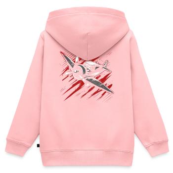 Croquis de l’avion à hélice - Sweat Premium à capuche zippé enfant bio - rose - Dos - AI Model Kid Female (0cm)