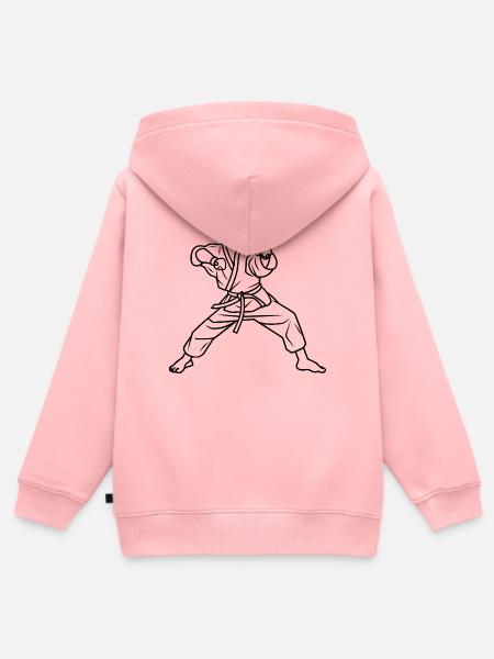 Karateka Linienskizze - Kinder Premium Organic Zip Hoodie - Rosa