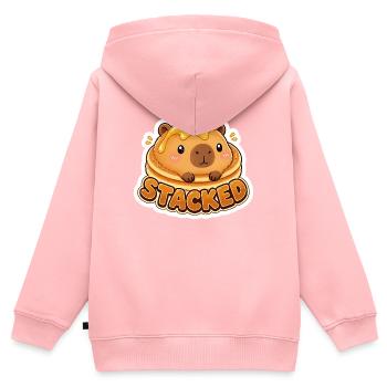 Süße Kawaii Capybara gestapelte Pfannkuchen - Kinder Premium Organic Zip Hoodie - Rosa - Hinten - AI Model Kid Female (0cm)