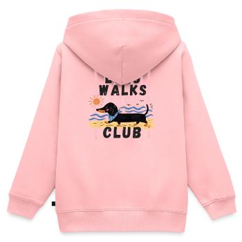 Dackel Wandern – Long Walks Club - Kinder Premium Organic Zip Hoodie - Rosa - Hinten - AI Model Kid Female (0cm)