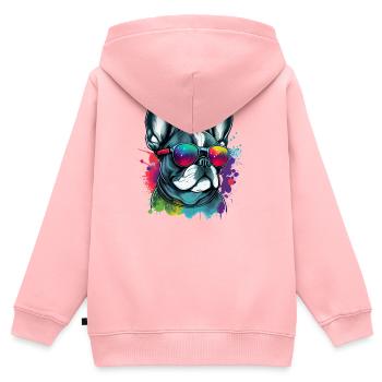 Süßer Frenchie-Hund - Kinder Premium Organic Zip Hoodie - Rosa - Hinten - AI Model Kid Female (0cm)