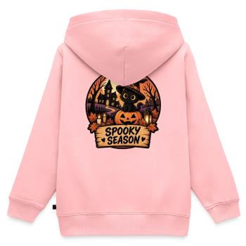 Spuk Katze Kürbiszauber - Kinder Premium Organic Zip Hoodie - Rosa - Hinten - AI Model Kid Female (0cm)