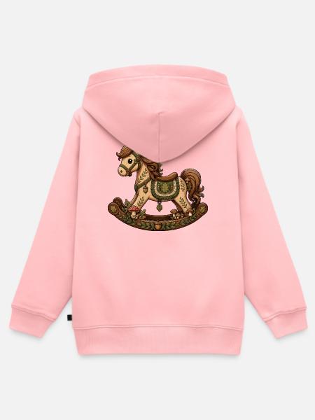 Märchenwald Pony auf Schaukelpferd - Kinder Premium Organic Zip Hoodie - Rosa
