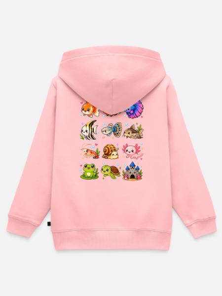 Kawaii Aquarium | Unterwasserwelt Tiere - Kinder Premium Organic Zip Hoodie - Rosa