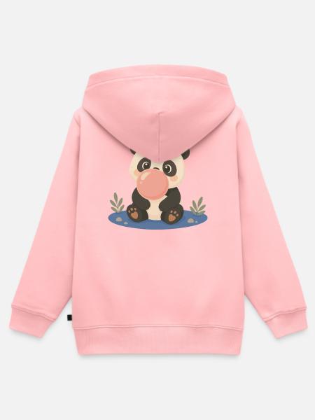 Süßer Panda mit großer Kaugummiblase - Kinder Premium Organic Zip Hoodie - Rosa