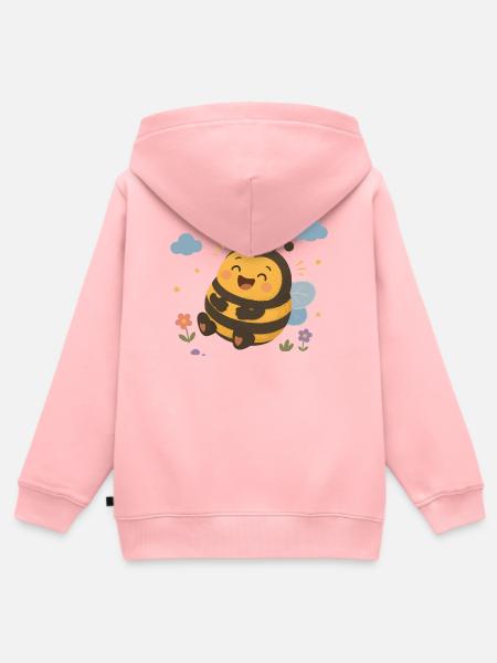 Fröhliche süße Hummel mit Herzchen  - Kinder Premium Organic Zip Hoodie - Rosa