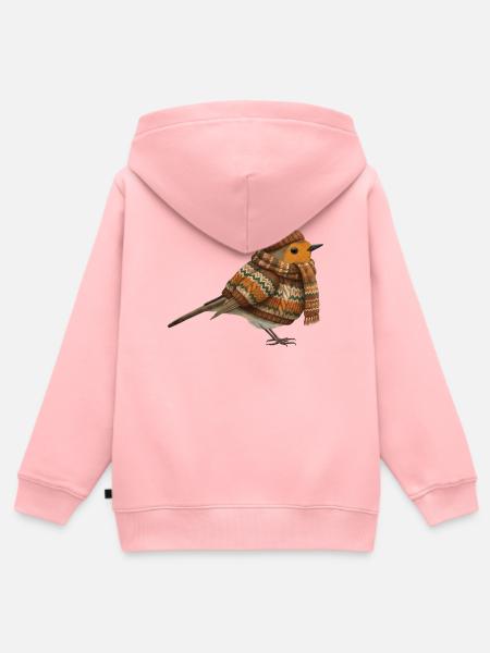 Rotkehlchen im Strickpullover Winter Weihnachten - Kinder Premium Organic Zip Hoodie - Rosa