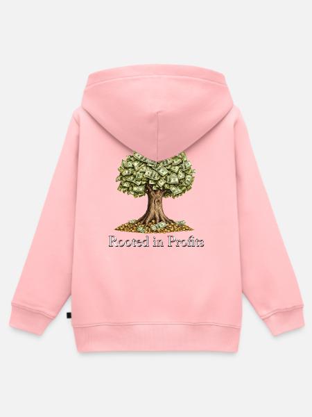 Geldbaum Rooted in Profits Finanzen - Kinder Premium Organic Zip Hoodie - Rosa