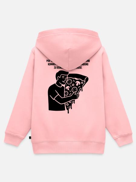 Pizza Emotionale Bindung - Kinder Premium Organic Zip Hoodie - Rosa