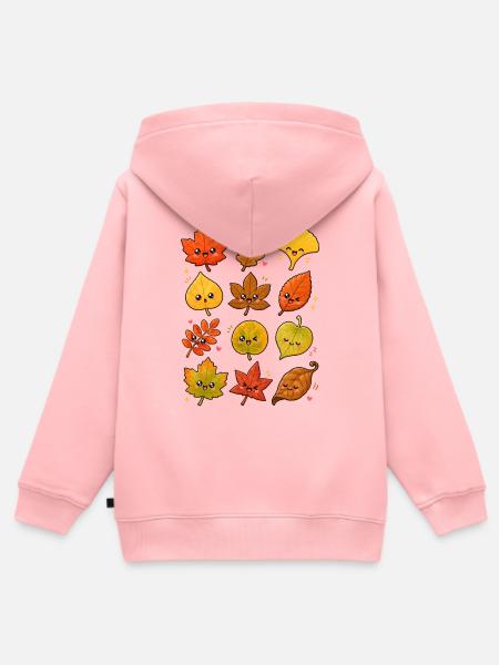 Kawaii Herbstblätter | Herbst & Natur - Kinder Premium Organic Zip Hoodie - Rosa