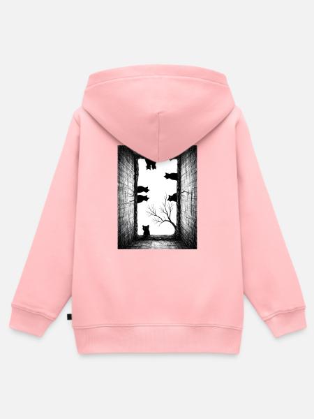 Dunkle Katzen im Tunnelrahmen - Kinder Premium Organic Zip Hoodie - Rosa