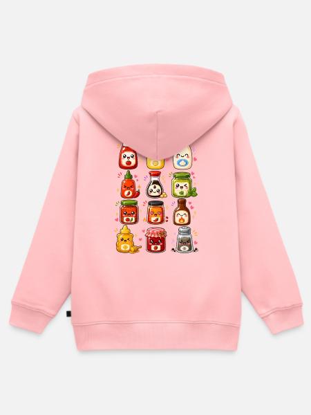 Kawaii Saucen | Würzen & Kochen - Kinder Premium Organic Zip Hoodie - Rosa