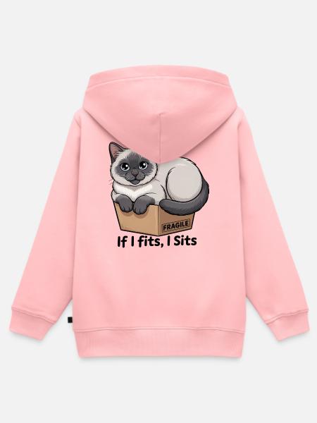 Fragiles Katzen-im-Box-Meme - Kinder Premium Organic Zip Hoodie - Rosa