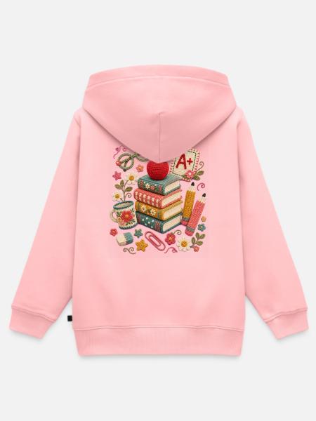 Häkel-Schulbücher Apfellehrerin - Kinder Premium Organic Zip Hoodie - Rosa