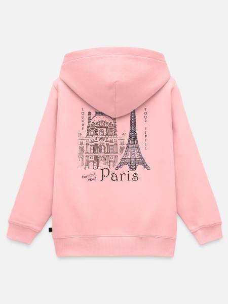 Paris, Zeichnung Louvre & Eiffelturm - Kinder Premium Organic Zip Hoodie - Rosa