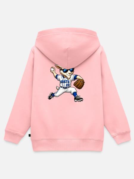 G.O.A.T. Pitcher Baseball Goat - Kinder Premium Organic Zip Hoodie - Rosa