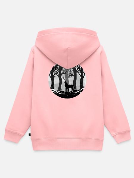 Mondwald Wolf-Silhouette - Kinder Premium Organic Zip Hoodie - Rosa