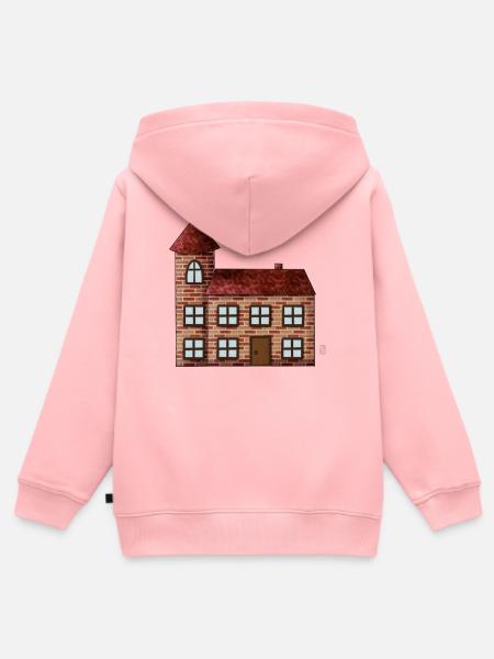 Backstein Haus Turm Cartoon - Kinder Premium Organic Zip Hoodie - Rosa