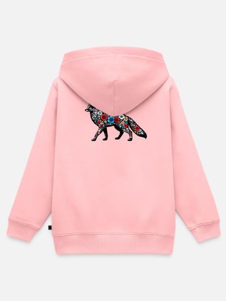 Blütenfuchs Silhouette - Kinder Premium Organic Zip Hoodie - Rosa